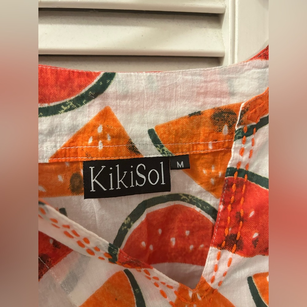 Kikisol White Watermelon Orange Tunic Top - M - Picture 3 of 5